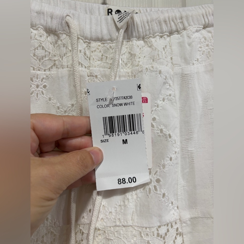 Roxy Women's Medium Precious Patchwork Pants Snow White NWT Beach Half Lined - Picture 4 of 10